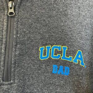 Russell Mens UCLA Dad 1/4 Zip Fleece Pockets Sweater Size Small Gray SP GDD